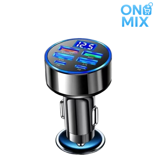 Carregador 6 Em 1 Para Carro Com Display De Tensão